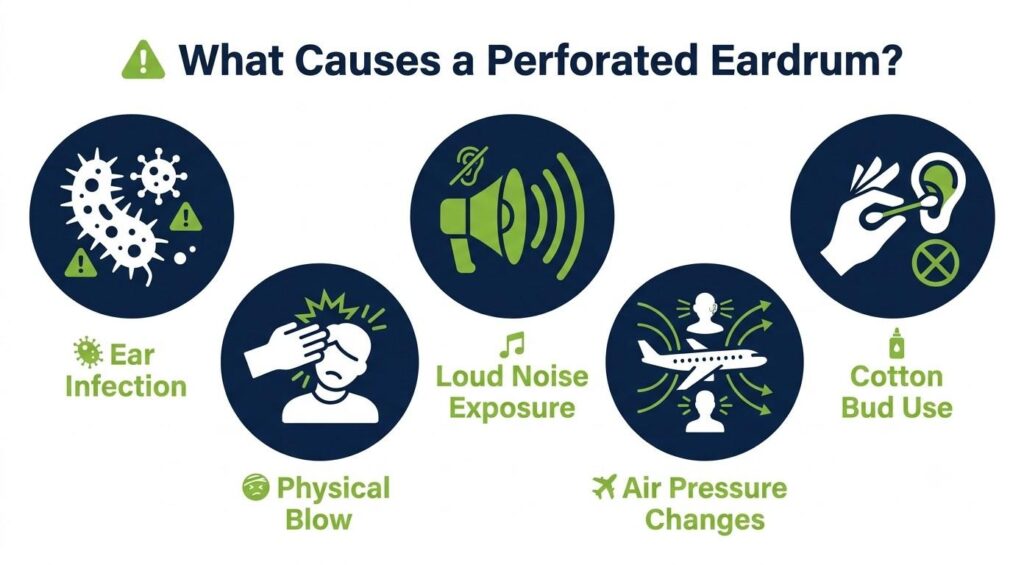 Common causes of perforated eardrum - Audiology Planet